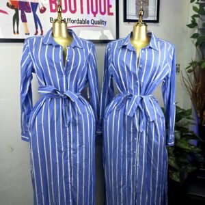 Classic Striped Maxi Shirt Dress