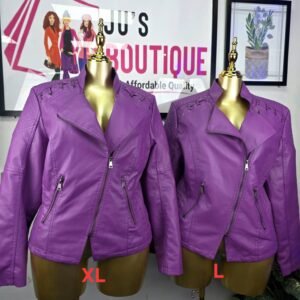 Purple Faux Leather Moto Jacket