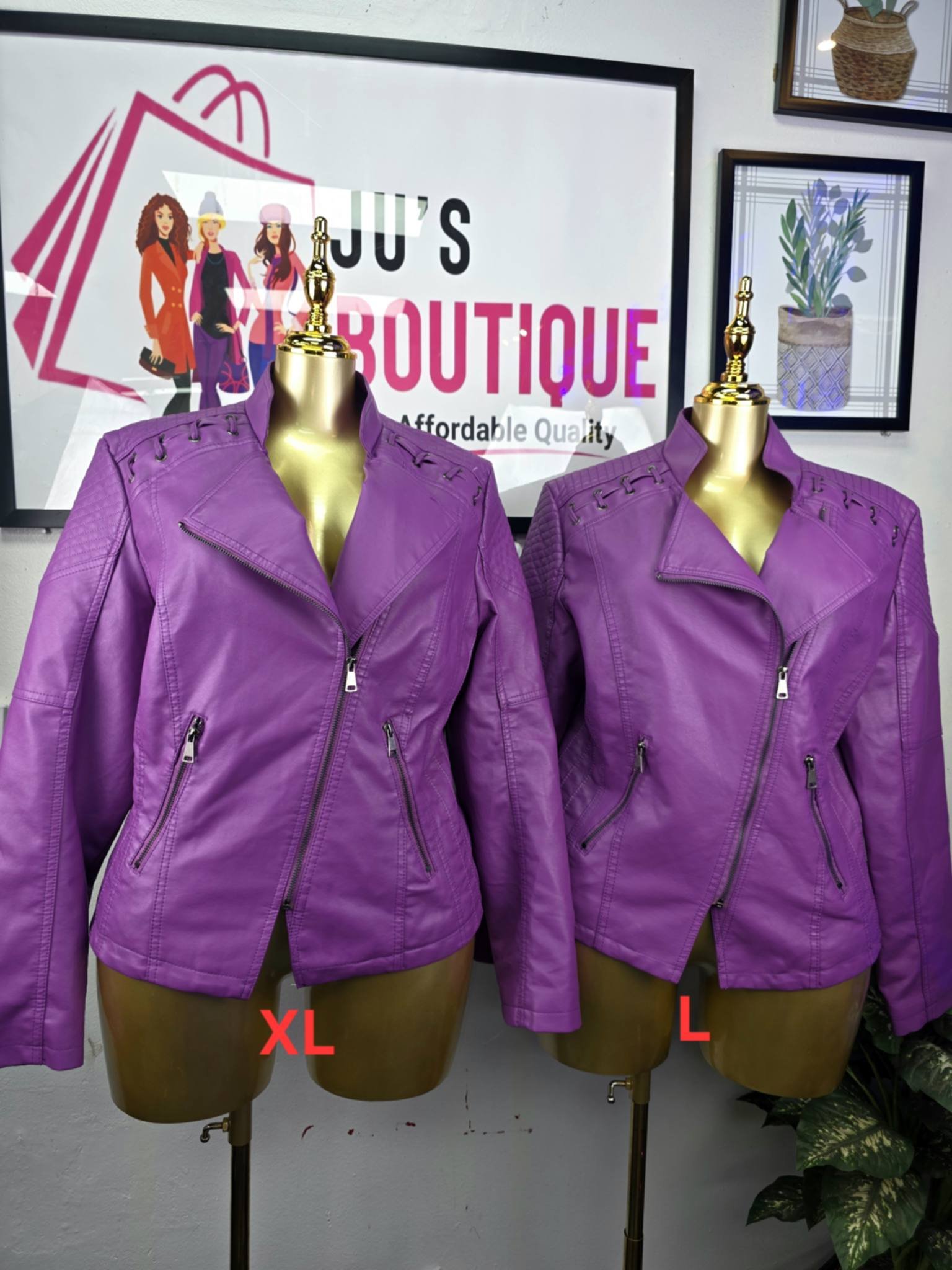 Purple Faux Leather Moto Jacket