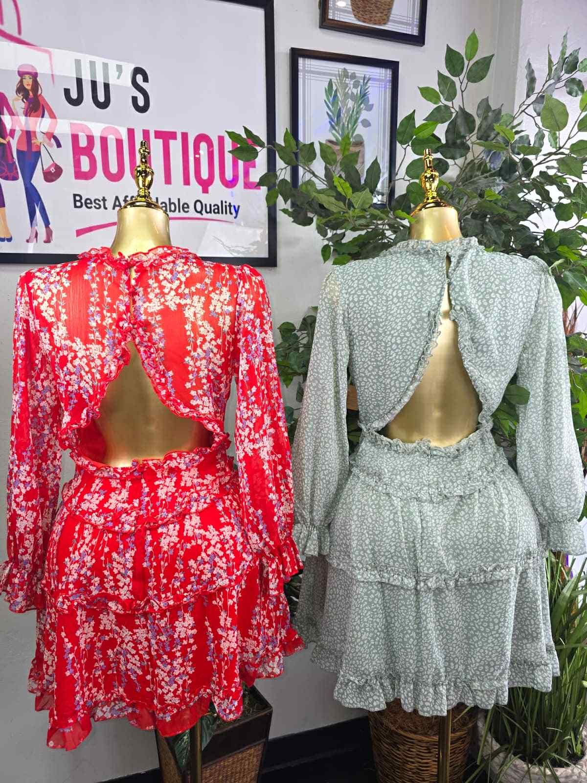 V-Neck Ruffle Mini Dress - Image 2