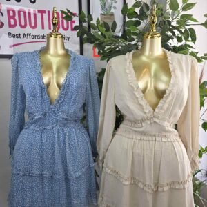 Flirty Ruffle Deep V-Neck Mini Dress