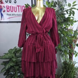 Burgundy Stripe Tiered Mini