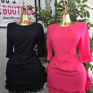 Flirty Pleated Cuff Mini Dress