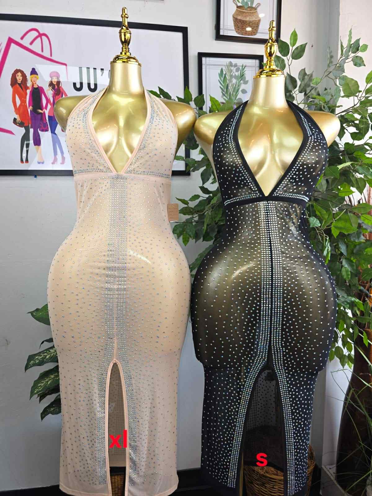 Starlight Halter Rhinestone Maxi Gown