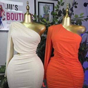 One-Shoulder Ruched Midi